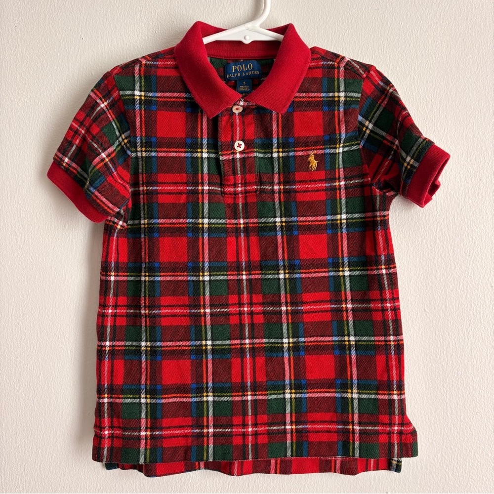 Polo by Ralph Lauren Kids Red and Green Plaid Polo Size 5